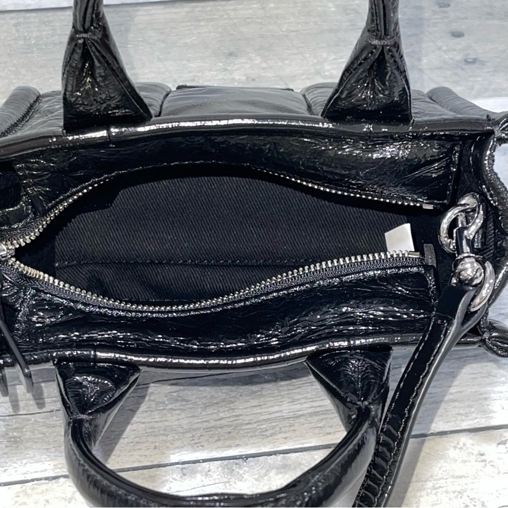 Marc Jacobs The Shiny Crinkle Micro Tote Crossbody Bag - Black - Picture 8 of 9